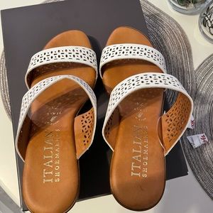 New White Wedge Sandals Size 7.5